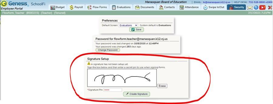 Electronic Signature Setup Screenshot