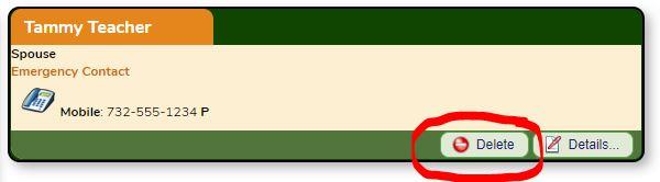 Delete Emergency Contact Screenshot