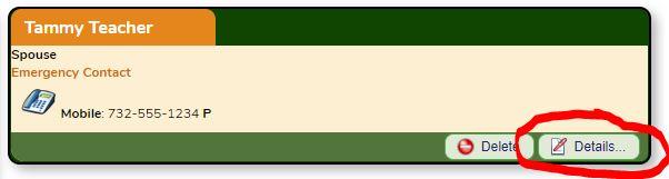 Emergency Contact Details Button Screenshot